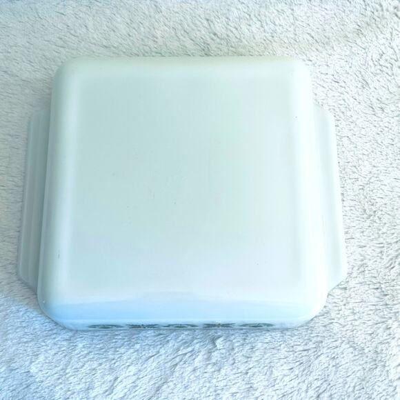 Vtg 60's Green Meadow Fire King Anchor Hocking Baking Dish 8" Square - Picture 4 of 10
